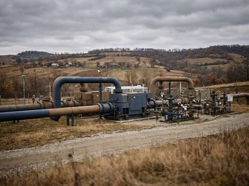 Conducte industriale ale unei stații de comprimare gaze naturale