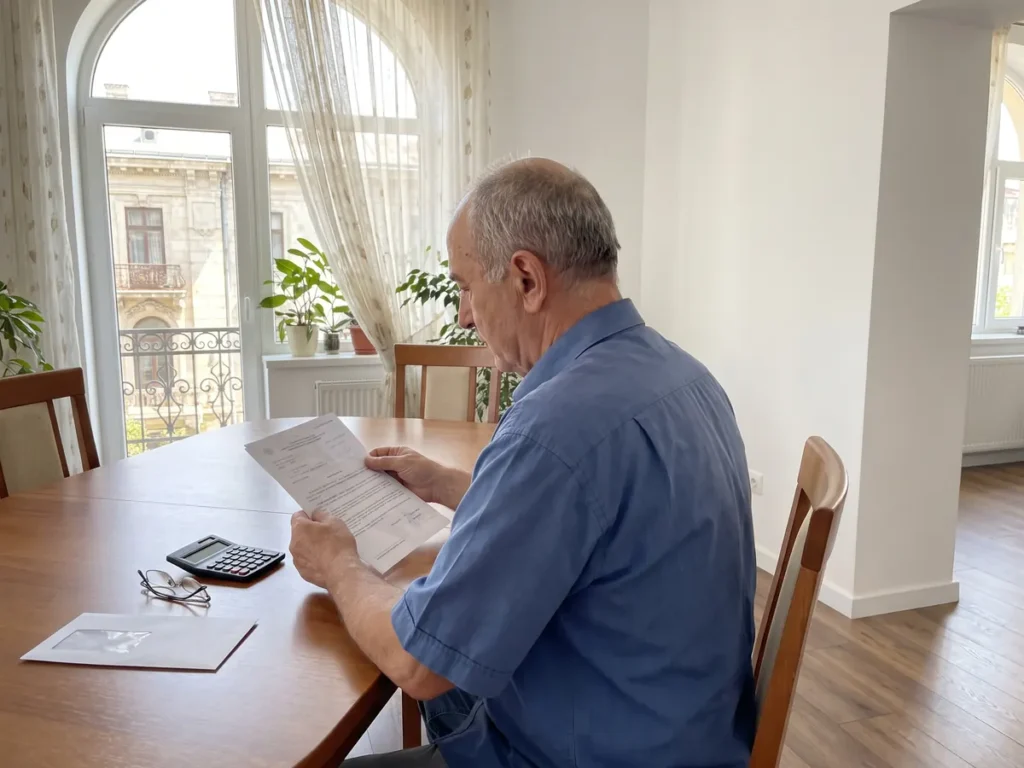 Pensionar care citește acasă o decizie de pensie, în contextul deciziei Curții Constituționale privind actualizarea pensiilor militare